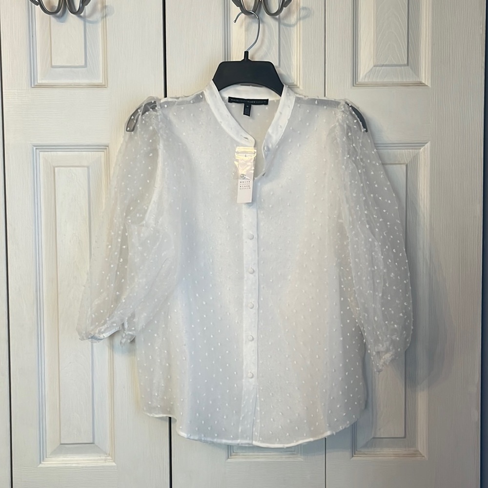 White House Black Market dotted Swiss blouse